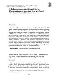 Culture della sostenibilità, n. 19, primo semestre 2017 (Corsiero e Zaccaria)