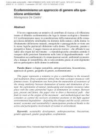 Culture della sostenibilità, n. 12, secondo semestre 2013 (De Castro)