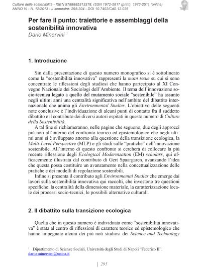 Culture della sostenibilità, n. 12, secondo semestre 2013 (Minervini)