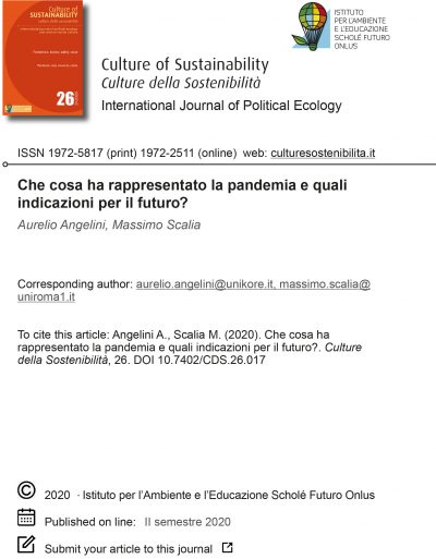 Culture della sostenibilità, n. 26, secondo semestre 2020 (Aurelio Angelini, Massimo Scalia)