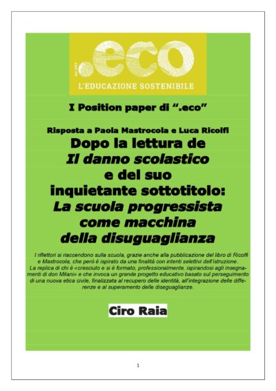 Risposta a Paola Mastrocola e Luca Ricolfi dopo la lettura de Il danno scolastico