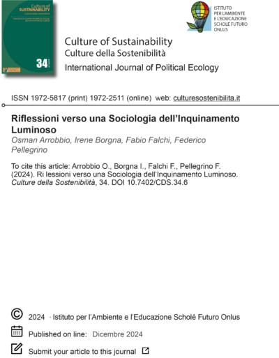 Culture della sostenibilità, n. 34, secondo semestre 2024 (Osman Arrobbio, Fabio Falchi, Federico Pellegrino)
