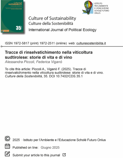 Culture della sostenibilità, n. 35, primo semestre 2025 (Alessandra Piccoli, Federica Viganò)