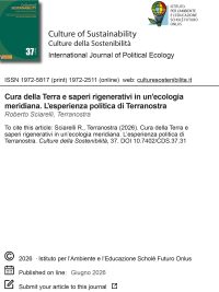 Culture della sostenibilità, n. 37, primo semestre 2026 (Roberto Sciarelli e Terranostra)