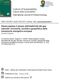 Culture della sostenibilità, n. 37, primo semestre 2026 (Aurelio Angelini)